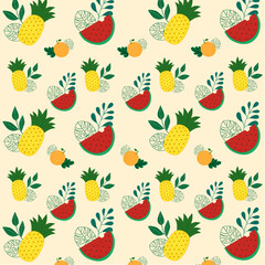 seamless pattern with tropical fruits