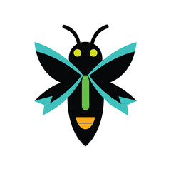 Abstract Geometric Butterfly Icon with Blue and Green Accents insect