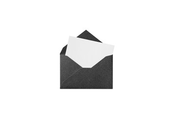 A white card from a black glitter envelope, overhead view