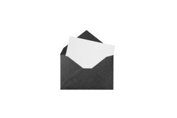 A white card from a black glitter envelope, overhead view