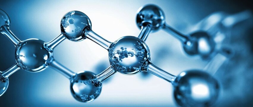 Hydrogen Molecule Interconnected Spheres Scientific Illustration Banner  Atoms and Molecules Concept or molecules, small spheres