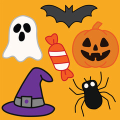 Halloween icons as elements to support the celebration