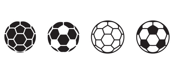 Soccer Ball Design Comparison. Hexagon & Pentagon Pattern Variations in Black and White.