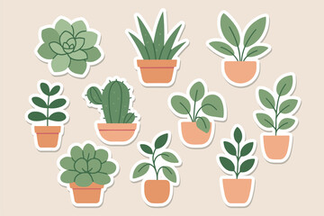 cute vector succulents cactus stickers © Liyana