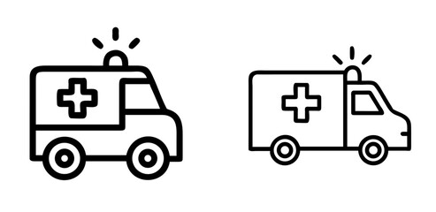 Emergency Ambulance Vehicle with Medical Cross Outline Icon