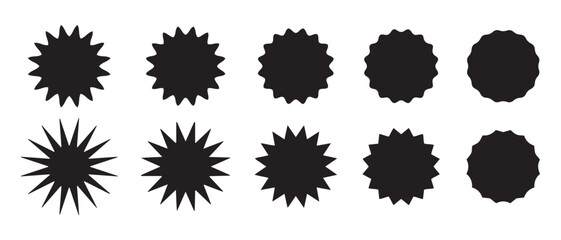 Star Shape Icon Set. Geometric Variations with Sharp and Rounded Points for Design & UI.