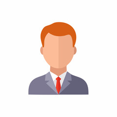 Male user profile icon of a businessman in a suit and tie flat design illustration