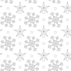 Outline Christmas and New Year pattern with festive line icons. Ideal for winter designs, party printables, fabric, and gift wrap