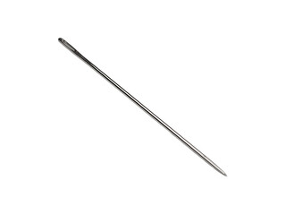 Metal sewing needle is isolated on transparent background.