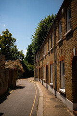 Quiet residential street with Victorian terraced houses in Chiswick