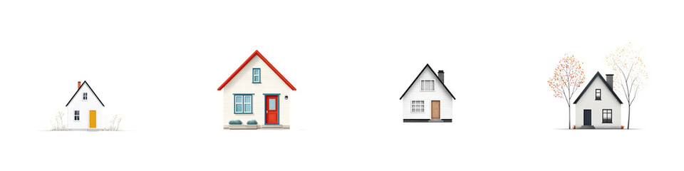 Obraz premium Modern House Collection - Simple Home Exterior Illustration Set