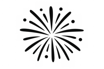 Black firework bursting against transparent backdrop, highlighting festive celebration moment