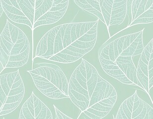 Light Green Background With White Leaf Pattern