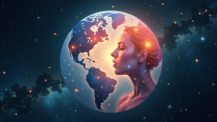 Naklejka premium Symphony of Souls: An Abstract Vision of Global Unity