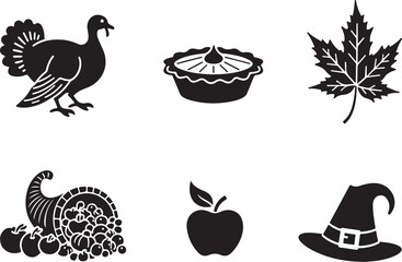 Celebrate Thanksgiving with this festive collection of holiday icons