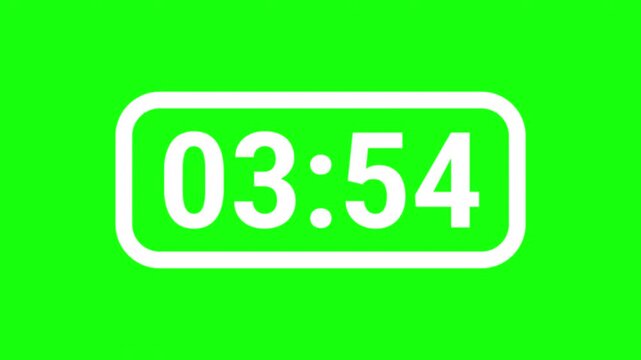 [Part 2 of 5] 5 Minutes Timer Countdown. From 4 minutes to 3 minutes on green screen. 4K video