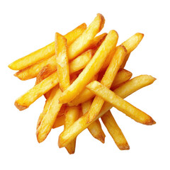 Pile of golden french fry on transparent background