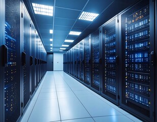 Server room interior, modern technology