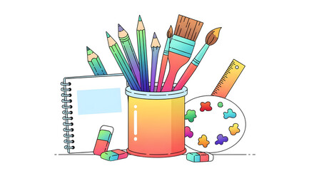 Obraz premium Colorful art supplies illustration