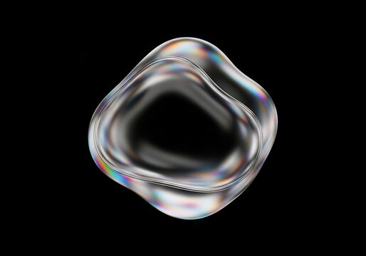 Iridescent Aqueous Structure on Black Background - Sleek Fluidity