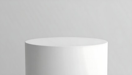Clean Minimalist White Cylinder Product Display Platform on Neutral Background