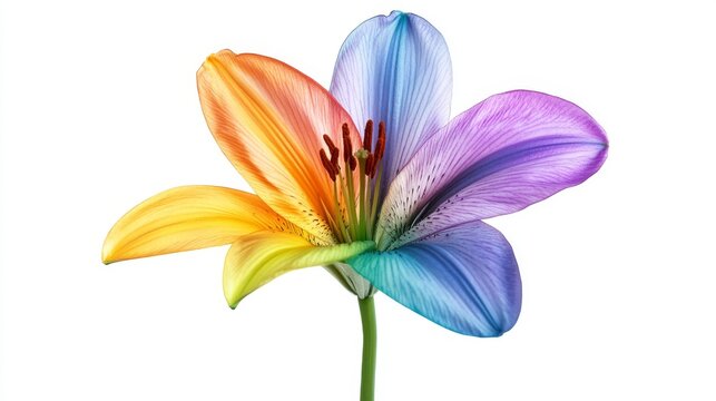 rainbow lily vector on white background