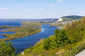 Samara Luka. View of the Volga, Zhigulevsky Gate. Helipad