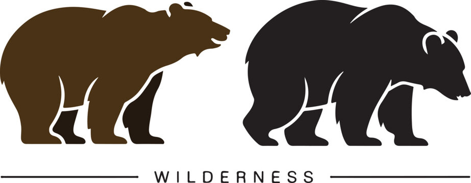 Brown and black bears walking side by side vector