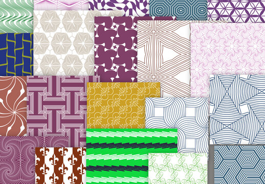 Seamles Simple Geometric Patters Bright Colored