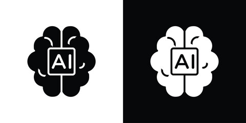 AI brain icon design. vector graphics in flat.