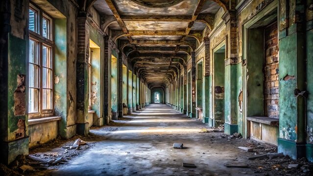 Old church interior with arches and columns in Jerusalem historic architecture - Powered by Adobe