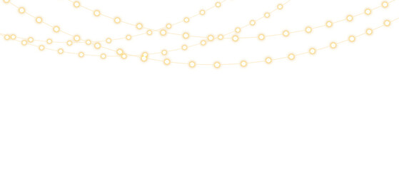 Christmas Light PNG. Set of Christmas glowing garlands.