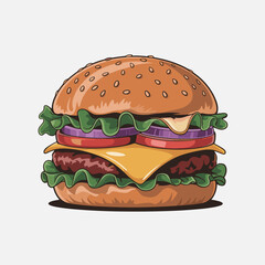 Classic American Cheeseburger with Lettuce and Tomato