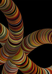 Colorful Twisted Stripe Tubes on Black