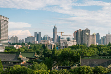 Obraz premium beautiful city downtown skyline of Nanjing City and urban landscaping