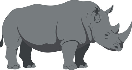 Obraz premium Black and White Rhino Silhouette Vector Design for Nature Safari, Isolated PNG Graphic