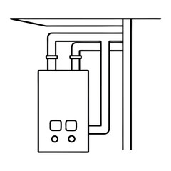 Wall Mounted Boiler Unit with Detailed Pipe Lines High Quality Vector Illustration for HVAC and Plumbing Designs