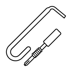 Curved Drain Snake Tool Illustration Coiled Tip Plumbing Repair Vector Graphic