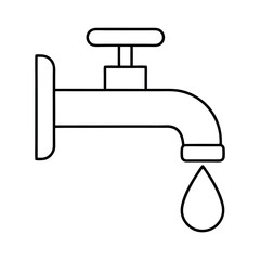 Minimalist Line Art Illustration of a Wall Mounted Faucet with a Dripping Tap