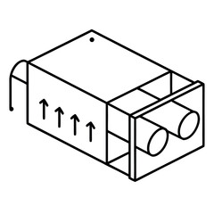 Two Direction Airflow Heat Recovery Unit Box Detailed Technical Illustration