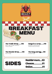 Vintage Retro Style Restaurant Menu Template