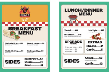 Vintage Retro Style Restaurant Menu Template