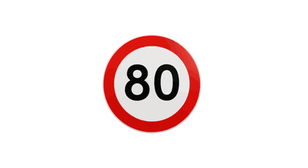 Isolated illustration of a maximum speed limit 80 road sign, a regulatory traffic icon AIzaSyA4MiyLO_iMNz9cmtUvUYng6zwvjaqQWt8 for road safety.