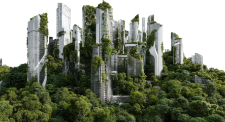 futuristic city nature integration