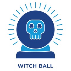Witch Ball Icon, Magical Glowing Orb for Spells and Witchcraft, Icon Blue Style