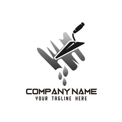 Fototapeta premium Black spatula vector logo template for home repair services or construction companies.