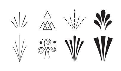 Collection of decorative geometric design elements in black and white for creative projects