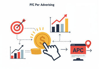 PPC Advertising Illustration with Target and Coins