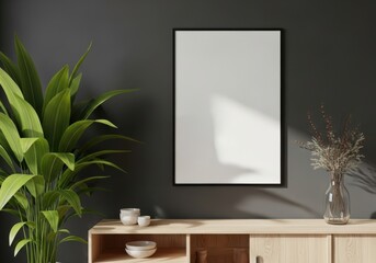 Chic living room with plants and framed artwork