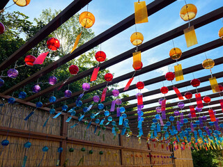 Fototapeta premium 青空と揺れる風鈴